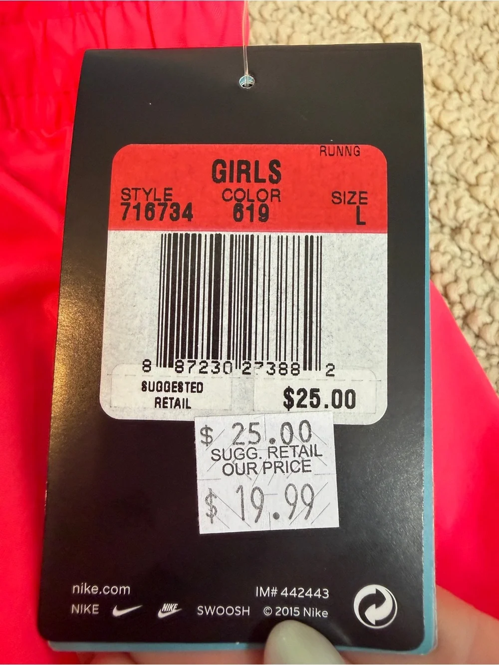 Girls Nike Neon Pink and White Shorts with Black Trim